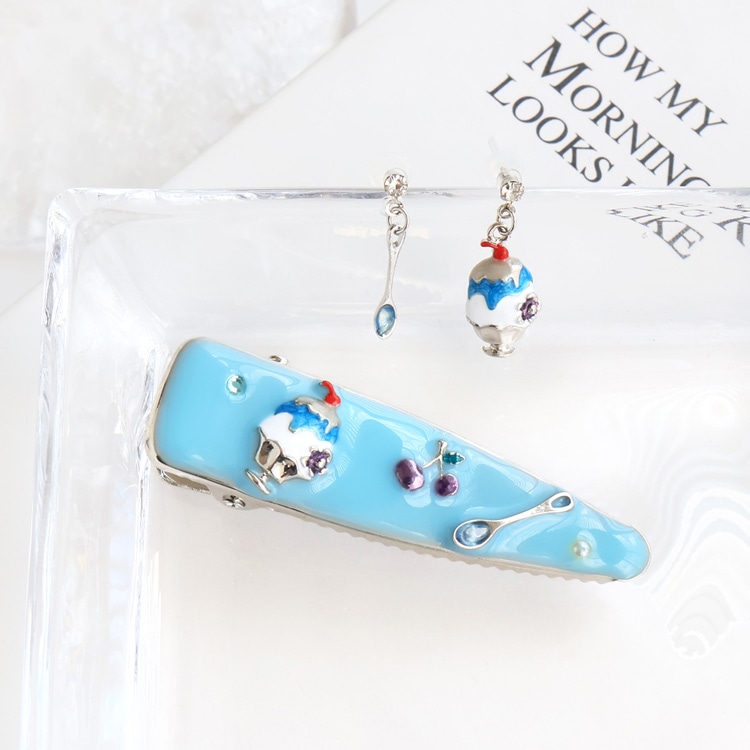 じばにゃん❤️ブルーオブシディアン　ダイヤカット　14kgfピアス P-1237) かき氷樹脂ピアス / ブルーハワイ | ビーズ・パーツなどの