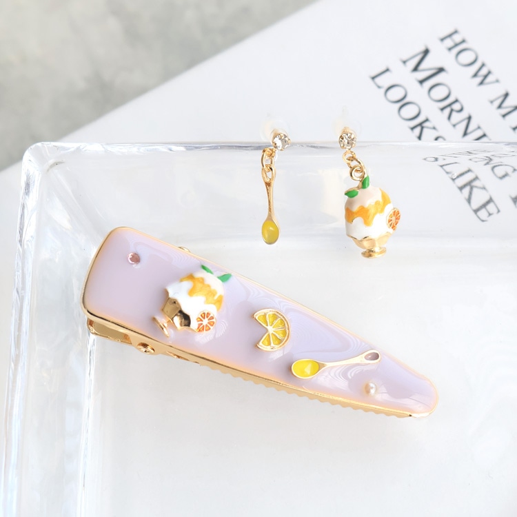 ハンドメイド資材　ピアス材料等 P-1239) かき氷樹脂ピアス / レモン | ビーズ・パーツなどの