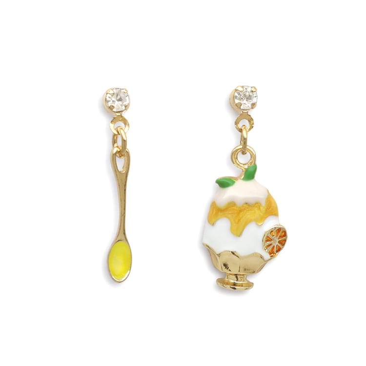 P-1239) かき氷樹脂ピアス / レモン | ビーズ・パーツなどの
