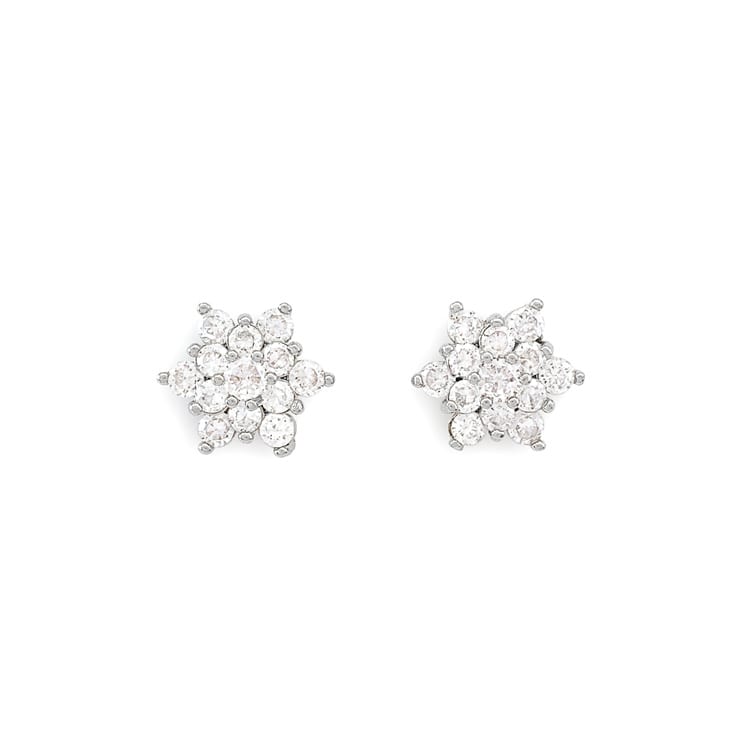 P-1106) フラワービジュー樹脂ピアス / キュービックジルコニア