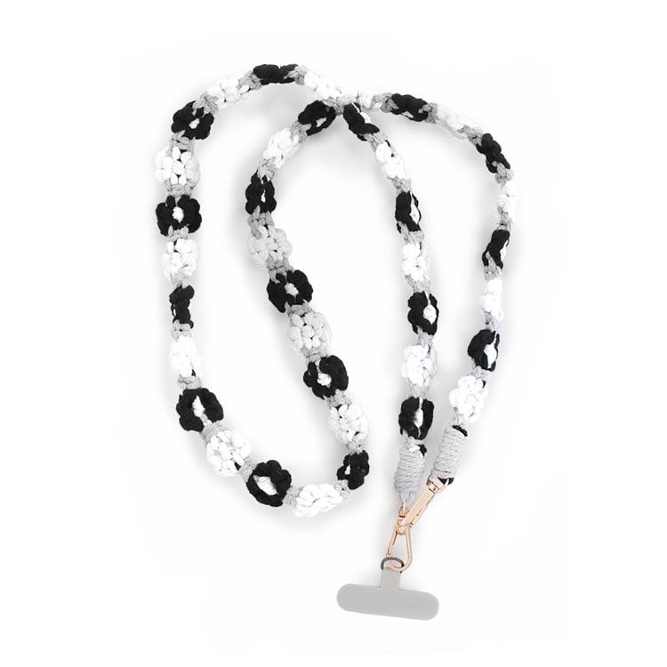 T-44) ホルダー付きマクラメスマホストラップ / フラワー | ビーズ