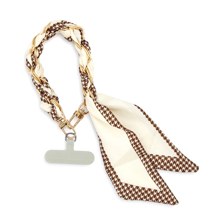 T-61) Scarf x Chain Smartphone Strap / with Holder | Handmade