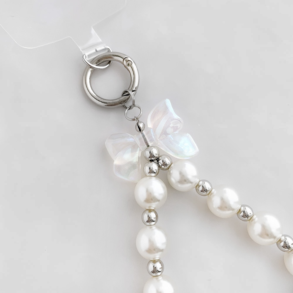 T-13) ホルダー付きスマホストラップ / リボン | ビーズ・パーツなどの