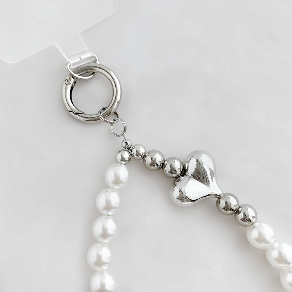 ホルダー付きスマホストラップ / ハート | ビーズ・パーツなどの