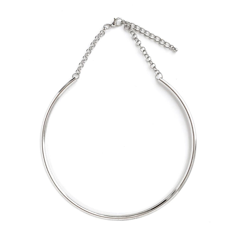 ⭐️①パール ネックレス チョーカー SILVER金具 アクセサリー 太め シルバー925 メタルチョーカー [cn131-gold] | お洒落な