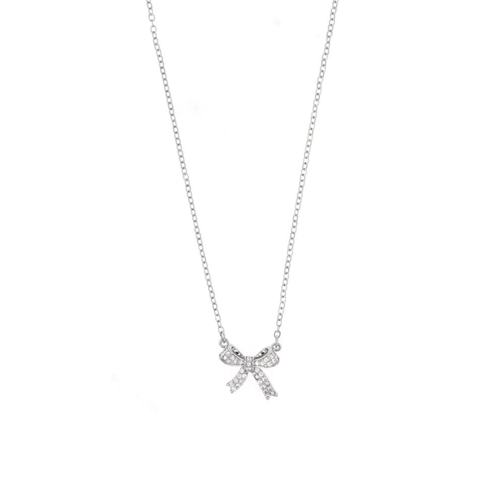 N-320) リボンモチーフネックレス / ニッケルフリー / キュービック