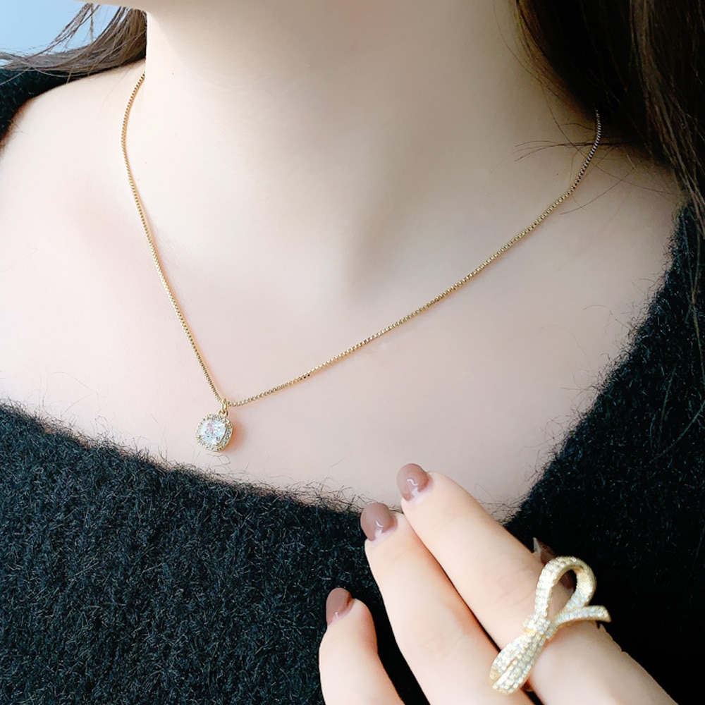 N-300) スクエアチャームネックレス / ニッケルフリー | ビーズ