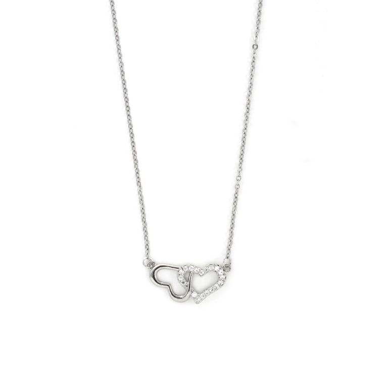 N-366) ダブルハートネックレス / キュービックジルコニア | ビーズ