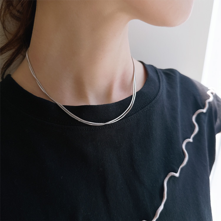 N-339) マンテルロングネックレス / ステンレス | ビーズ
