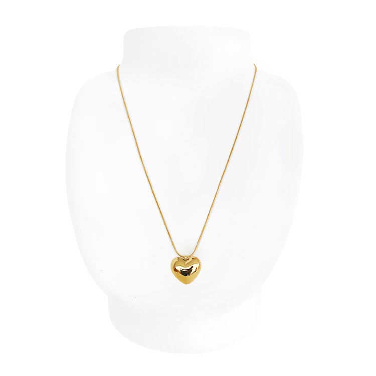 N-353) メタルハートネックレス / ステンレス | ビーズ・パーツ