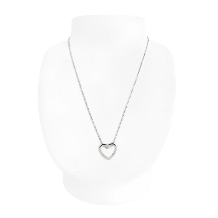 N-358) オープンハートネックレス/ ステンレス | ビーズ・パーツなどの