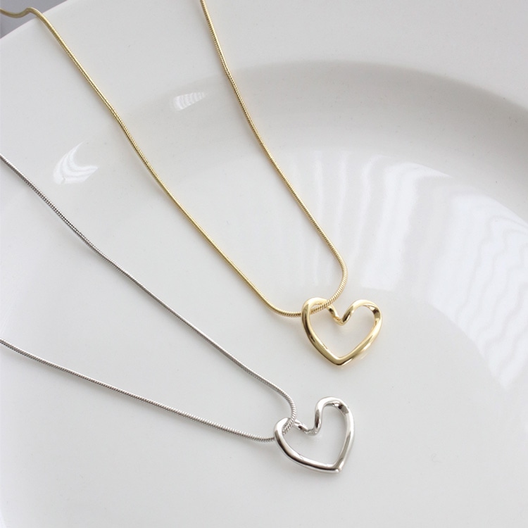 N-364) オープンハートネックレス | ビーズ・パーツなどのハンドメイド