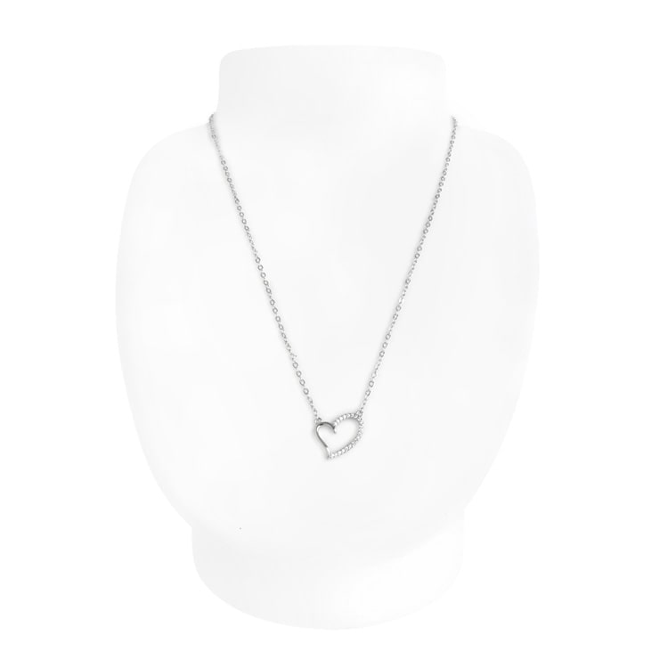 N-365) ハーフビジューハートネックレス / キュービックジルコニア