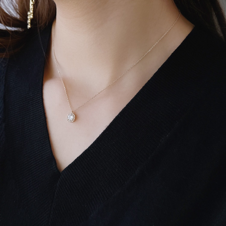 N-390) ヘイローデザインネックレス / キュービックジルコニア
