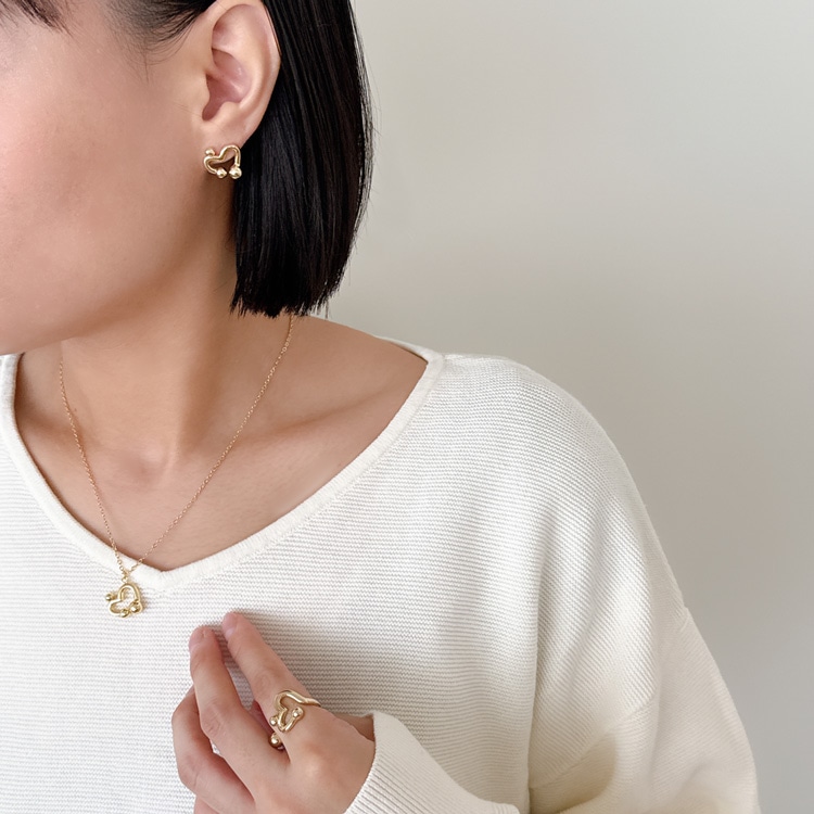 N-357) ハートネックレス | ビーズ・パーツなどのハンドメイドパーツ