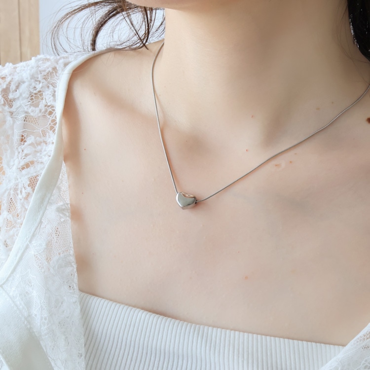 N-423) ハートチャームネックレス / ステンレス | ビーズ・パーツなど