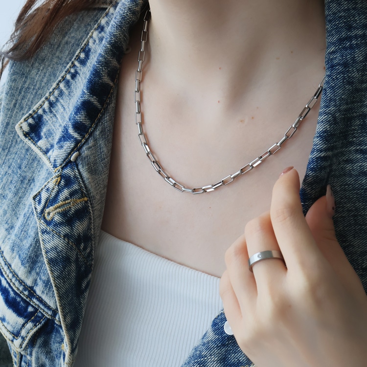 N-428) シンプルチェーンネックレス / ステンレス | ビーズ・パーツ