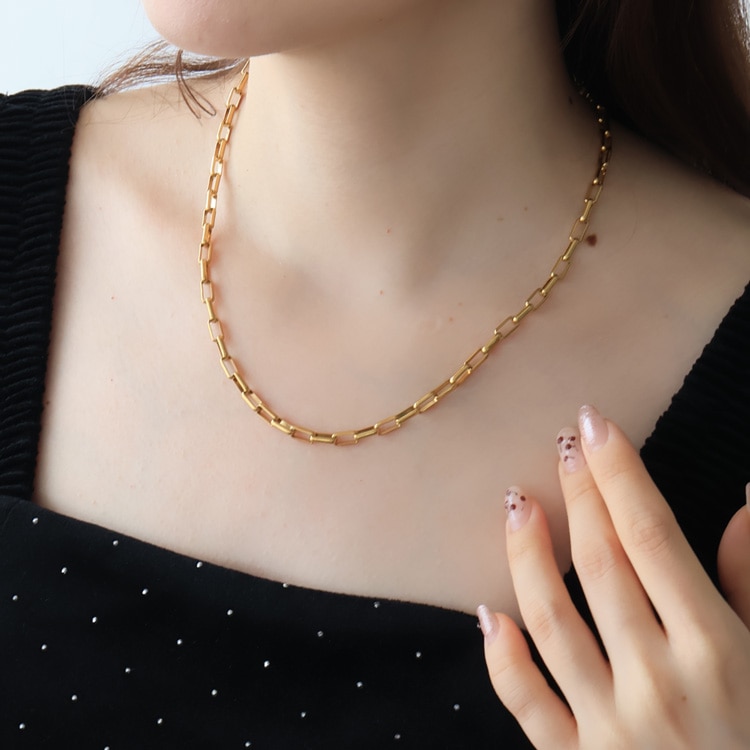N-428) シンプルチェーンネックレス / ステンレス | ビーズ・パーツ