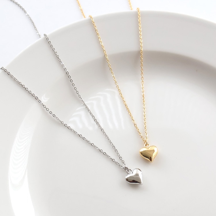 N-440) メタルハートネックレス | ビーズ・パーツなどのハンドメイド