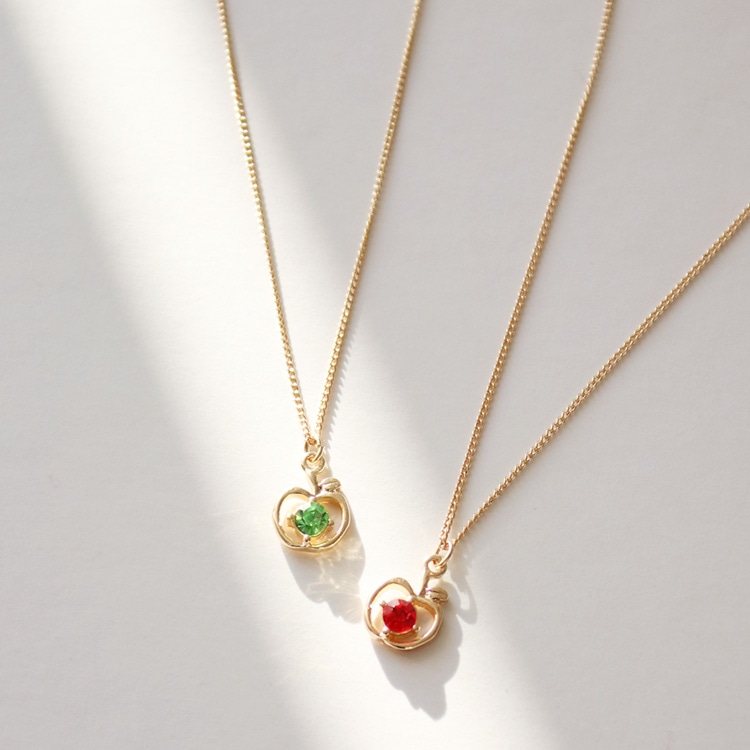 N-394) リンゴモチーフネックレス | ビーズ・パーツなどのハンドメイド