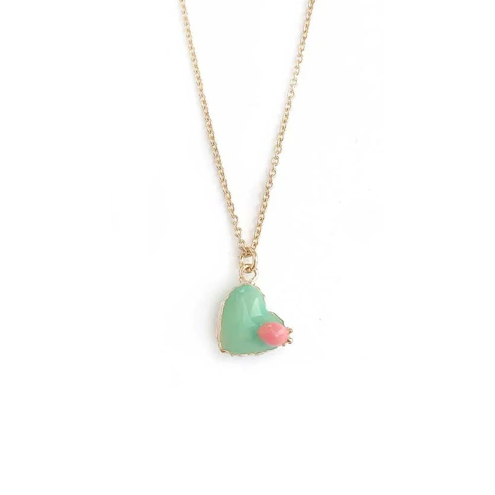 N-216) ハートマカロンネックレス | ビーズ・パーツなどのハンドメイド