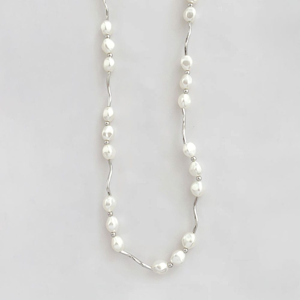 ROMANIN バロックパールネックレス シルバー バロックパール 2Wayチェーンミックス ネックレス GP