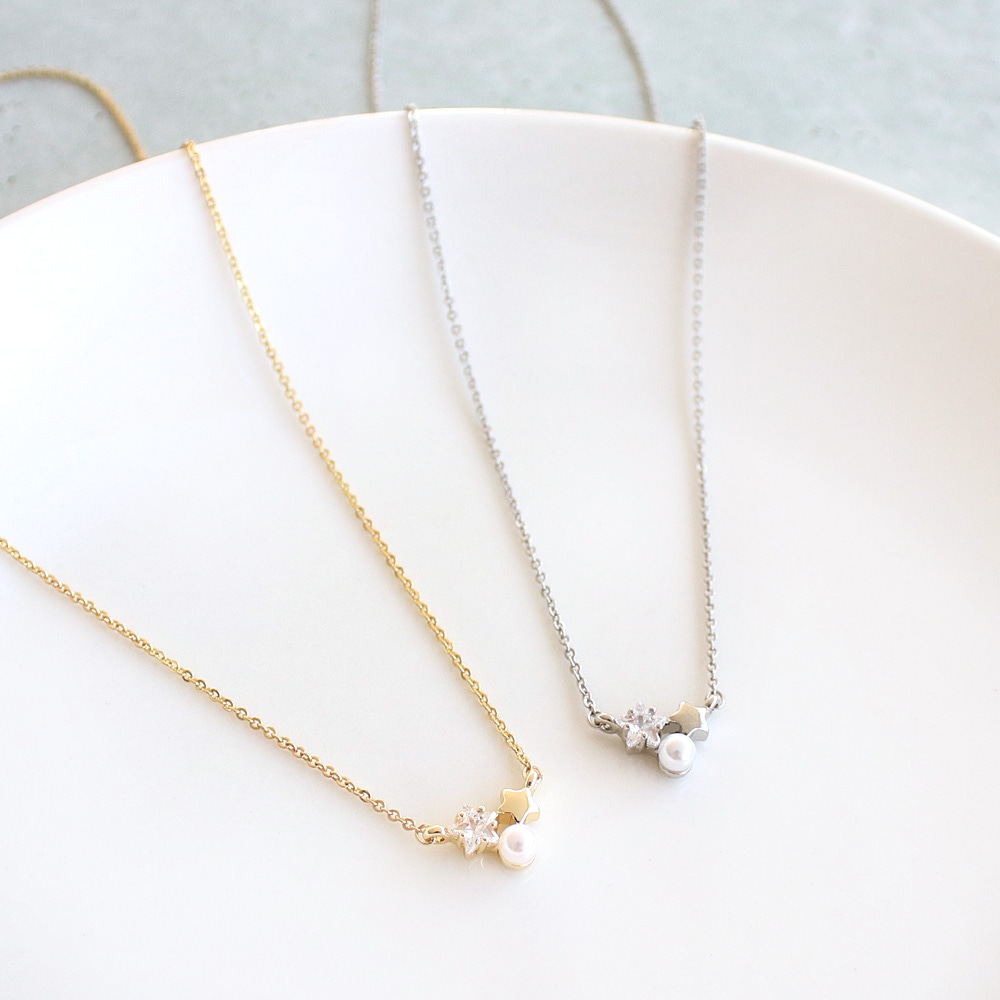 N-316) スターモチーフネックレス / キュービックジルコニア