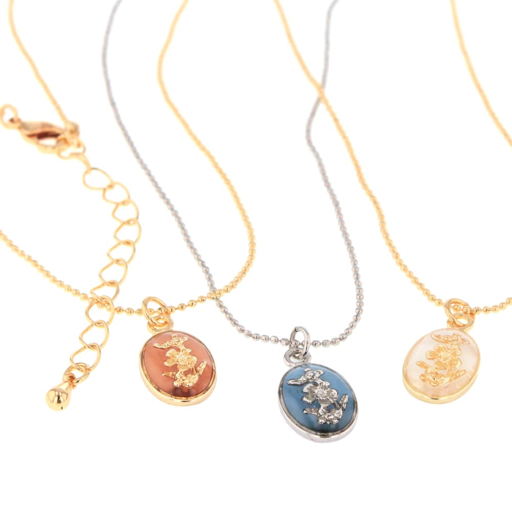 N-326) 封入フラワーネックレス | ビーズ・パーツなどのハンドメイド