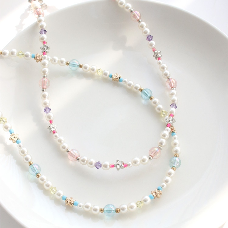 N-356) ビーズ×パールネックレス | ビーズ・パーツなどのハンドメイド