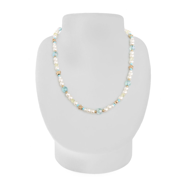 N-356) ビーズ×パールネックレス | ビーズ・パーツなどのハンドメイド