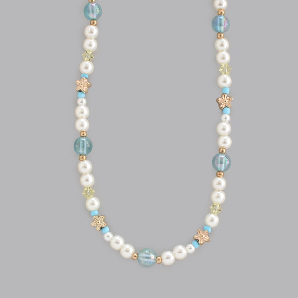 N-356) ビーズ×パールネックレス | ビーズ・パーツなどのハンドメイド