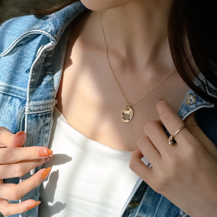 N-419) メッセージプレートネックレス | ビーズ・パーツなどの