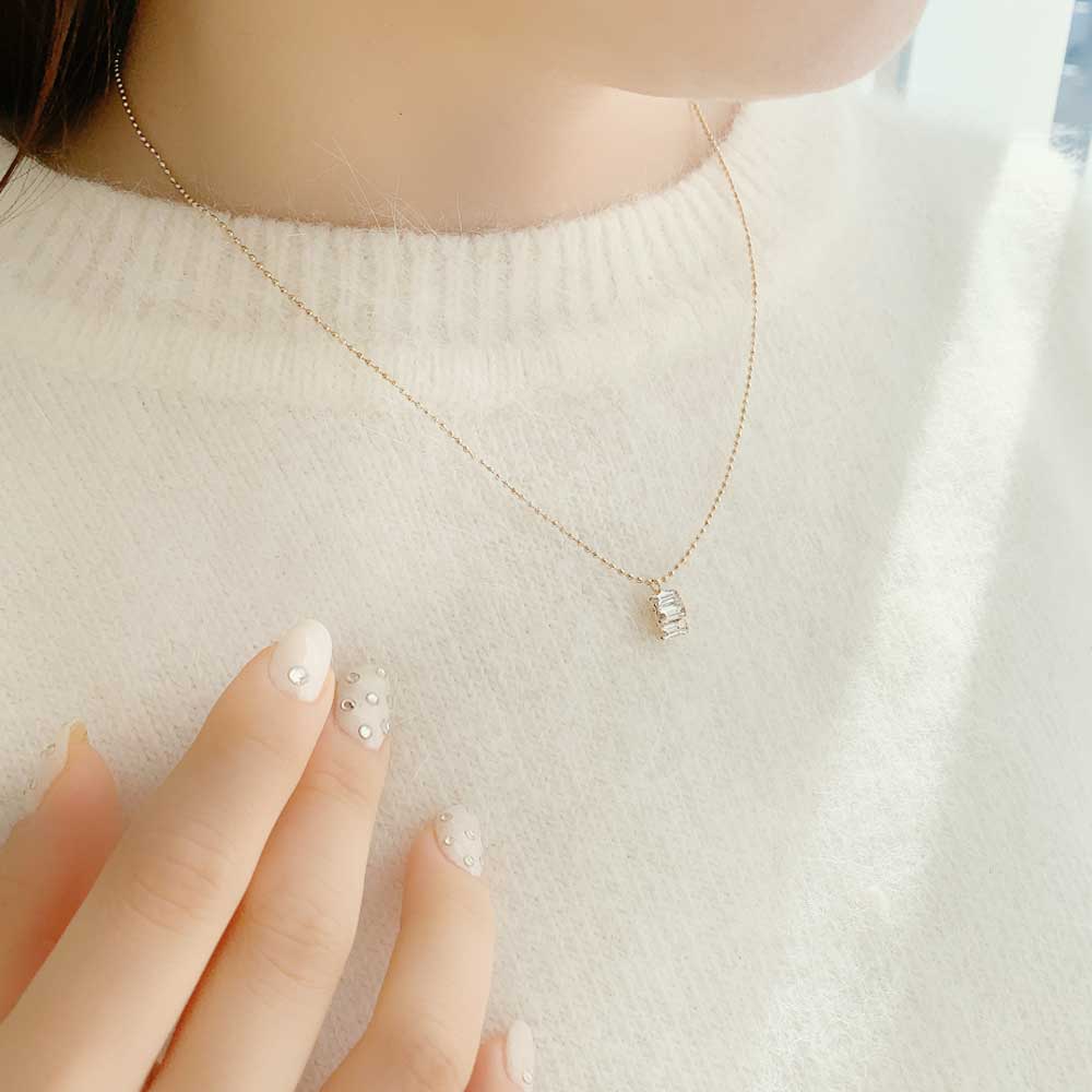 N-202) スクエアビジューネックレス | ビーズ・パーツなどの 