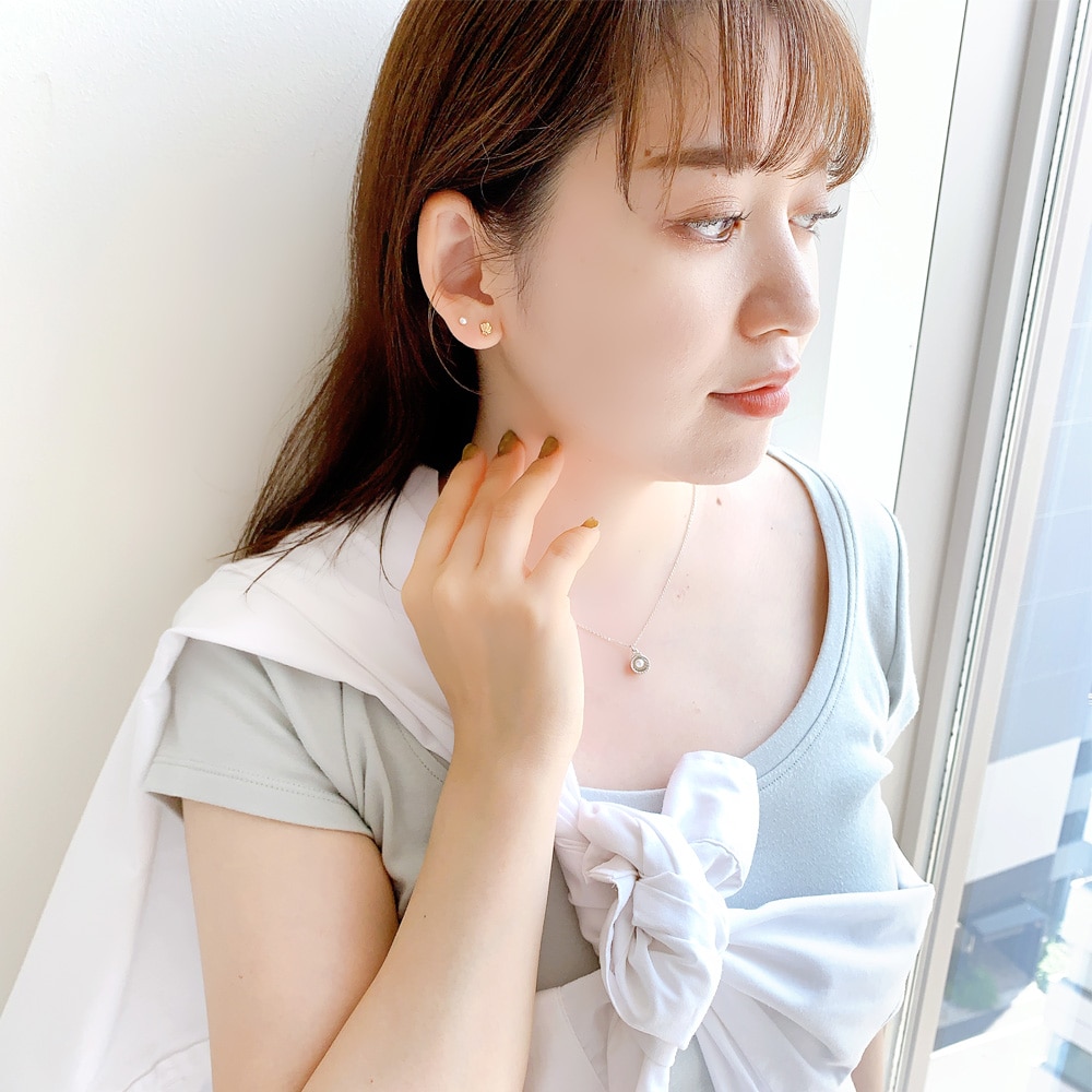 N-253) パール付シェルモチーフネックレス | ビーズ・パーツなどの
