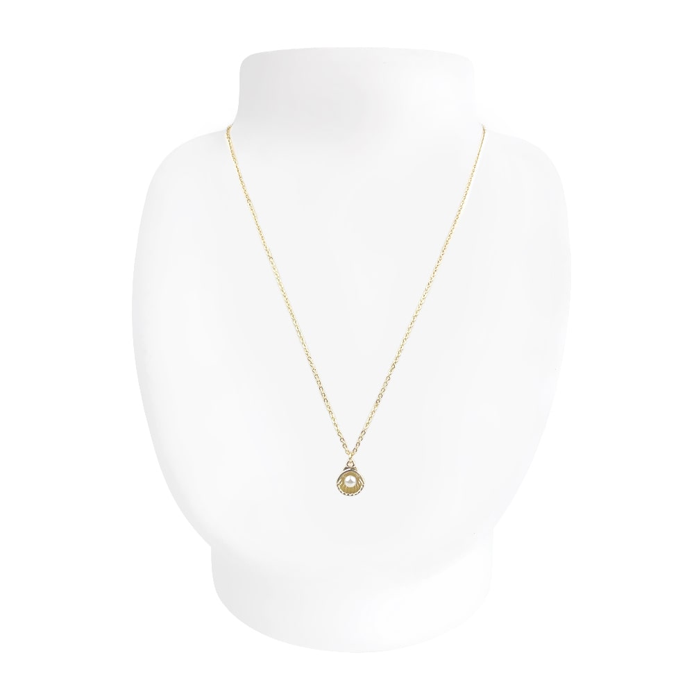 N-253) パール付シェルモチーフネックレス | ビーズ・パーツなどの