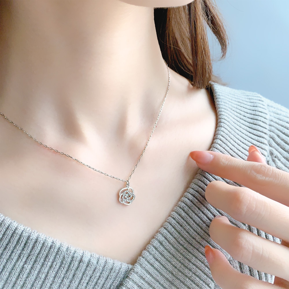 N-291) ローズモチーフネックレス | ビーズ・パーツなどのハンドメイド