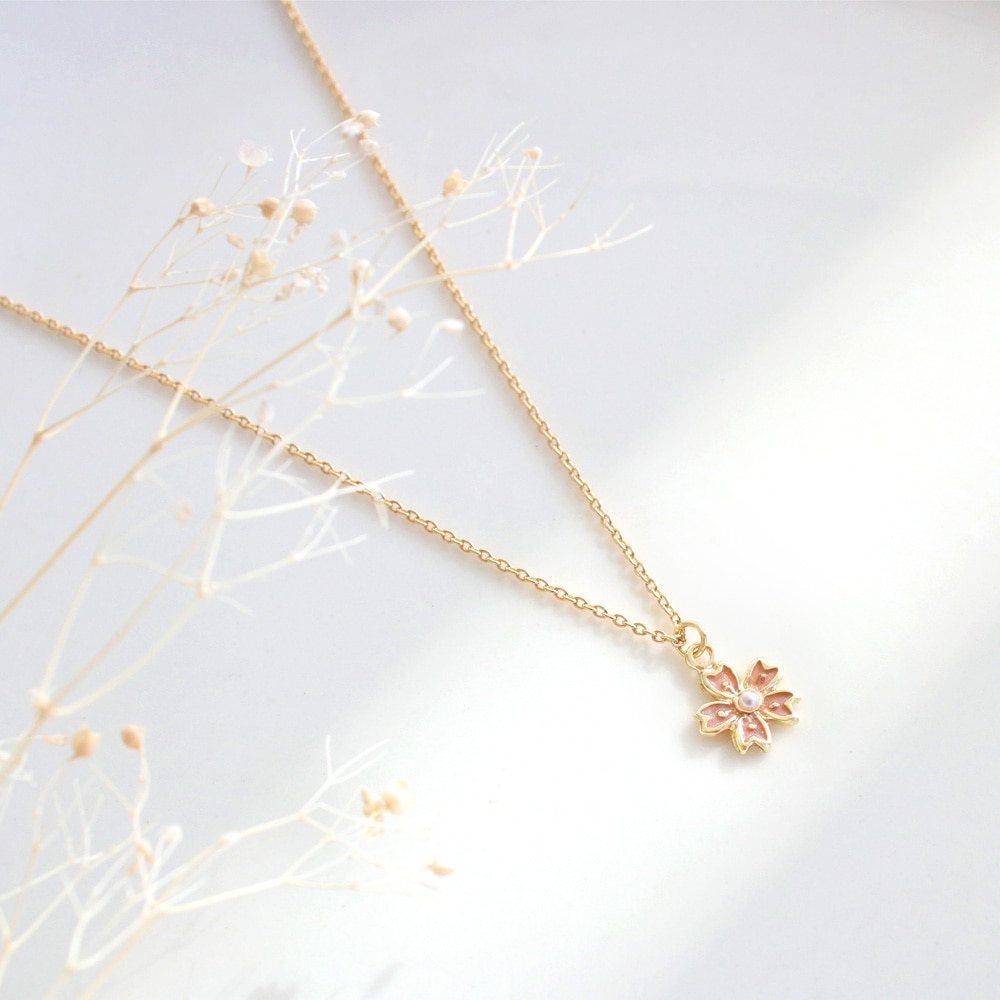 N-324) 桜モチーフネックレス | ビーズ・パーツなどのハンドメイド