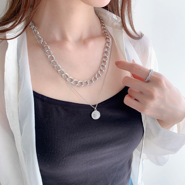 N-333) 2連コインネックレス | ビーズ・パーツなどのハンドメイド