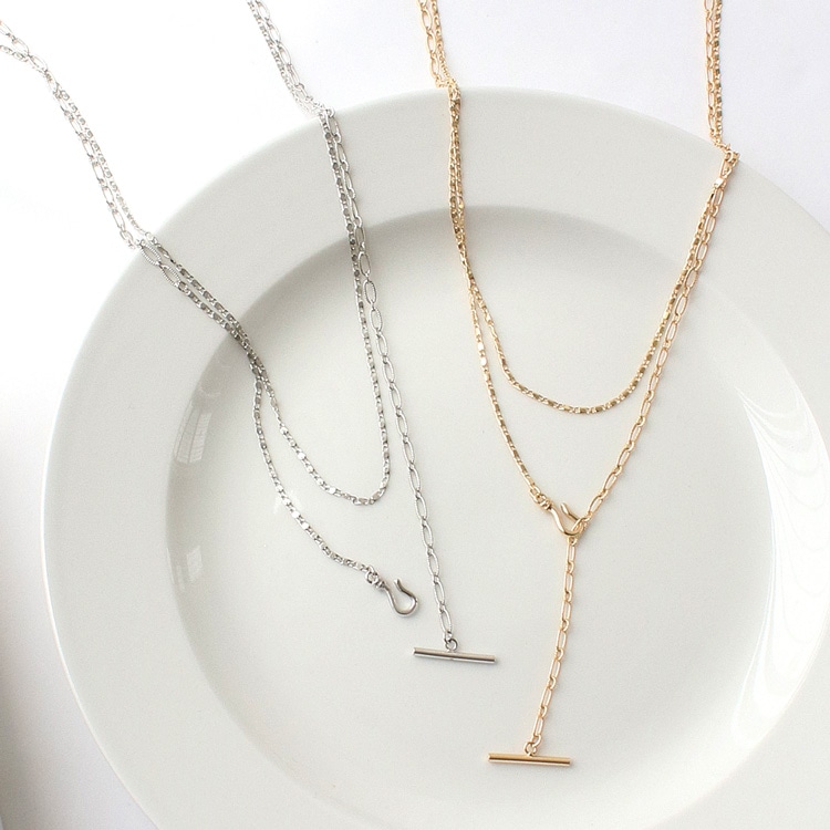 N-343) デザインチェーンフックネックレス | ビーズ・パーツなどの