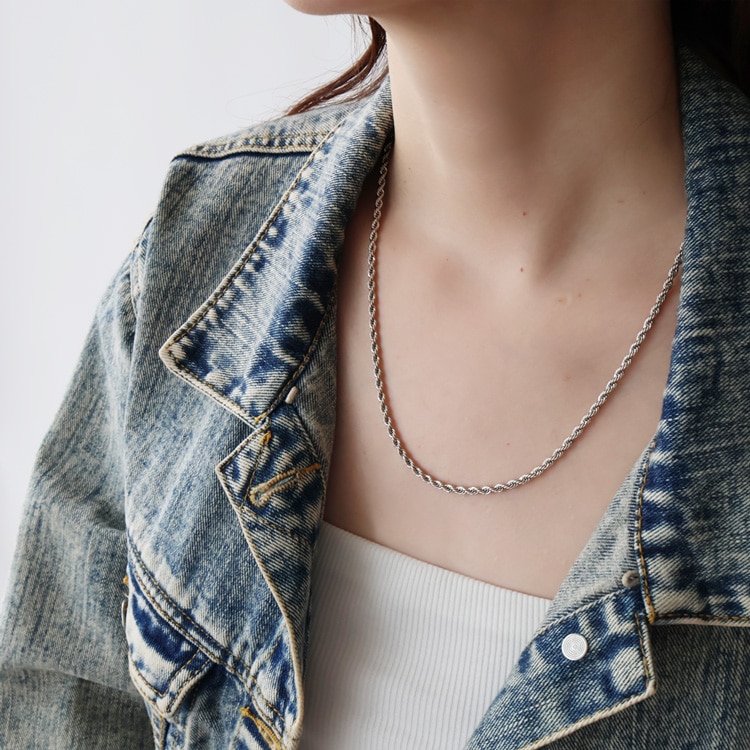 N-427) ロープチェーンネックレス | ビーズ・パーツなどのハンドメイド