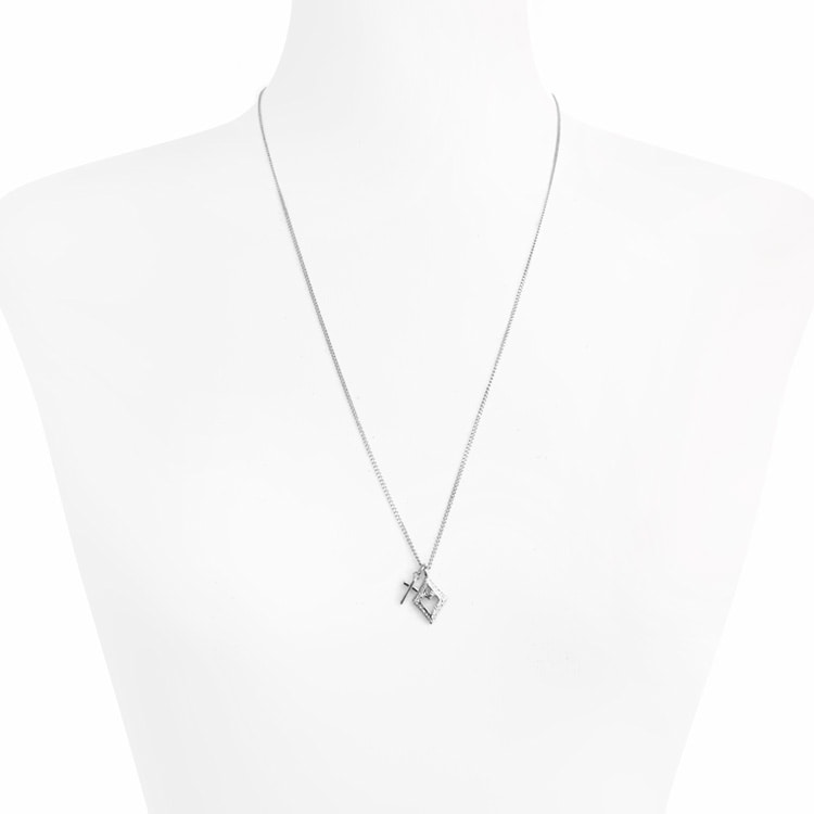 【ノイズ】CHROME HEARTS ハートフレイム ネックレス N-436) ハートフレーム×クロスチャームネックレス | ビーズ・パーツ