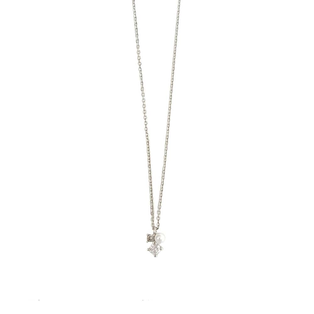 N-249) ストーン×パールネックレス / ニッケルフリー / キュービック