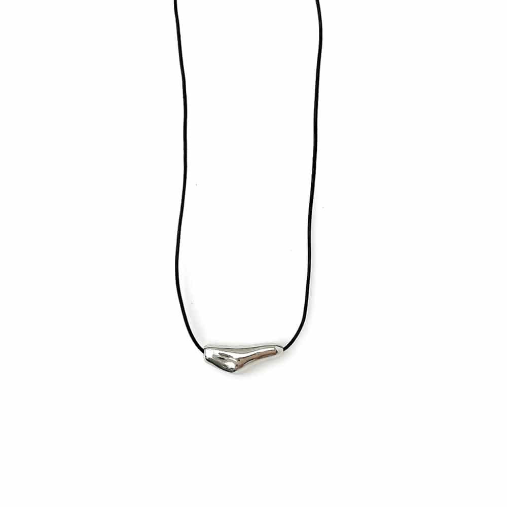 アクセサリー ネックレス 鹿革紐 3mm 100cm［焦茶・キャメル］シルバー925ビーズ付