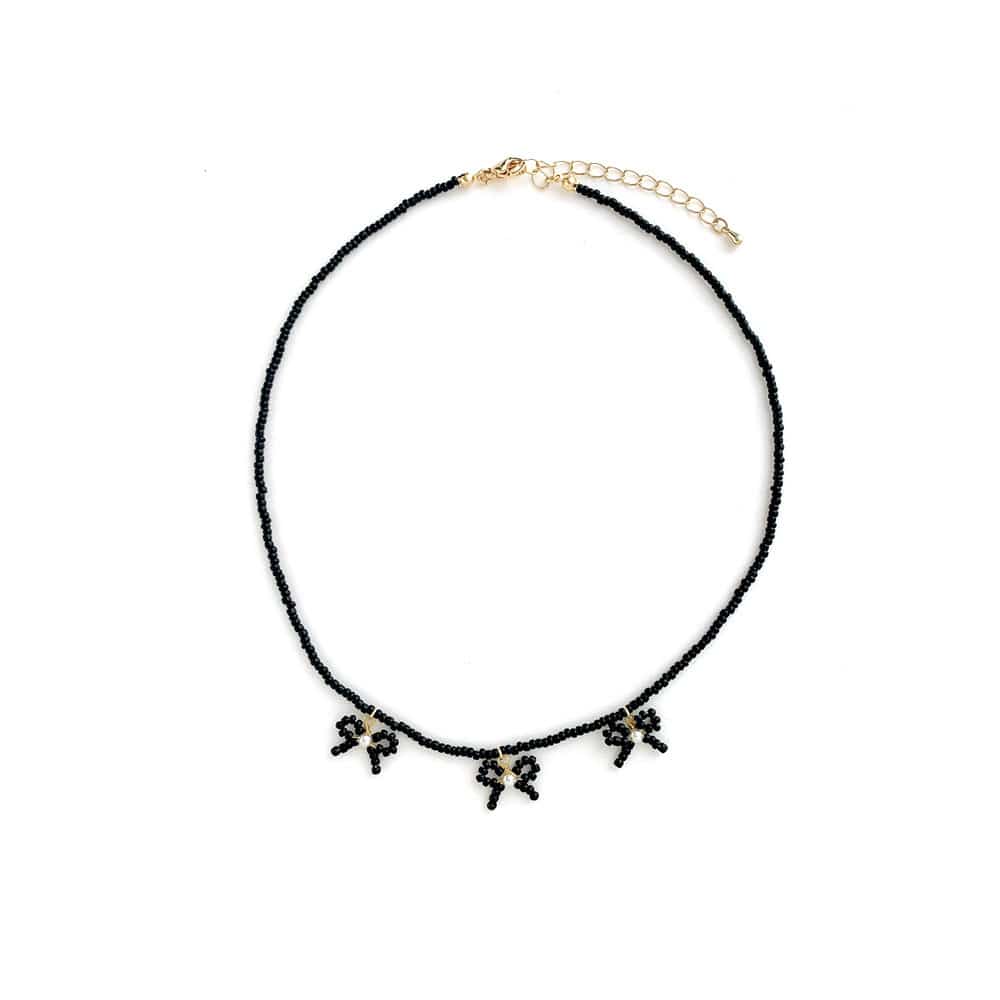 ルボンボン ノアール エモーション ネックレス ブラック 3連 ビーズ SETUP7｜les bon bon/noir emotion necklace ノアール