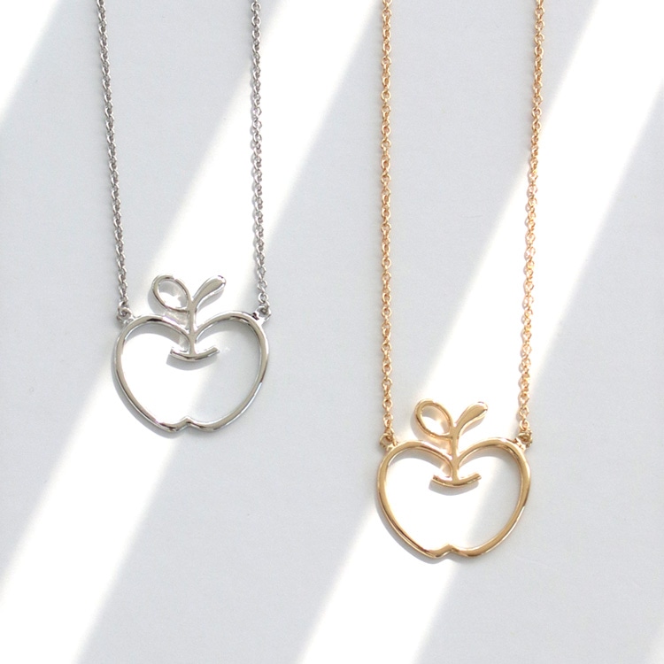 N-368) リンゴモチーフネックレス | ビーズ・パーツなどのハンドメイド