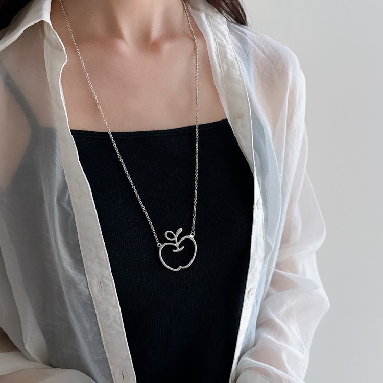 N-368) リンゴモチーフネックレス | ビーズ・パーツなどのハンドメイド