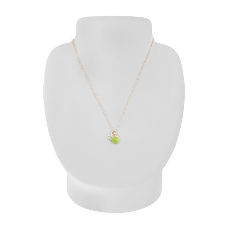 N-395) フラワー×リンゴネックレス | ビーズ・パーツなどの