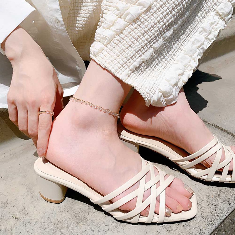 B-133) ガラスビーズチェーンアンクレット | ビーズ・パーツなど