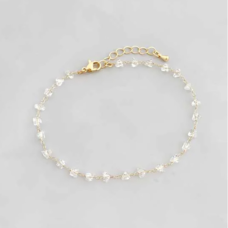 B-133) ガラスビーズチェーンアンクレット | ビーズ・パーツなど