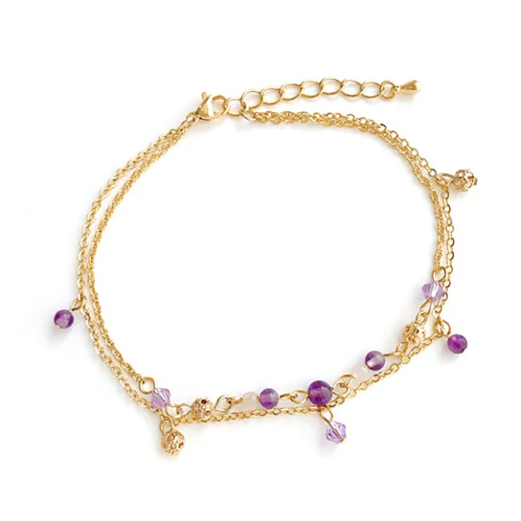 ハンドメイド ゴールド葉チャームアンクレット天然石 【公式通販】